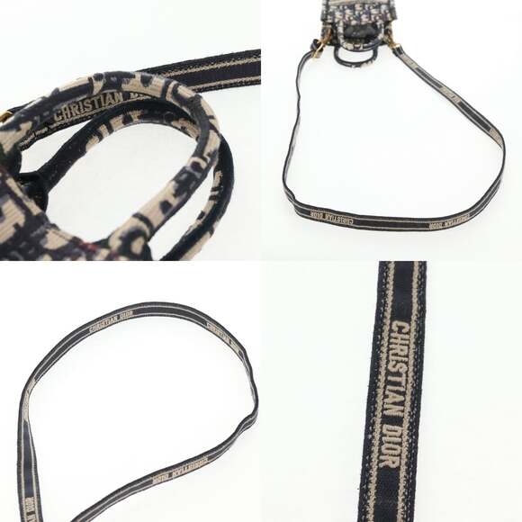 DIOR Trotter Canvas Book Tote Mini Bag Navy Gold - Picture 10 of 14